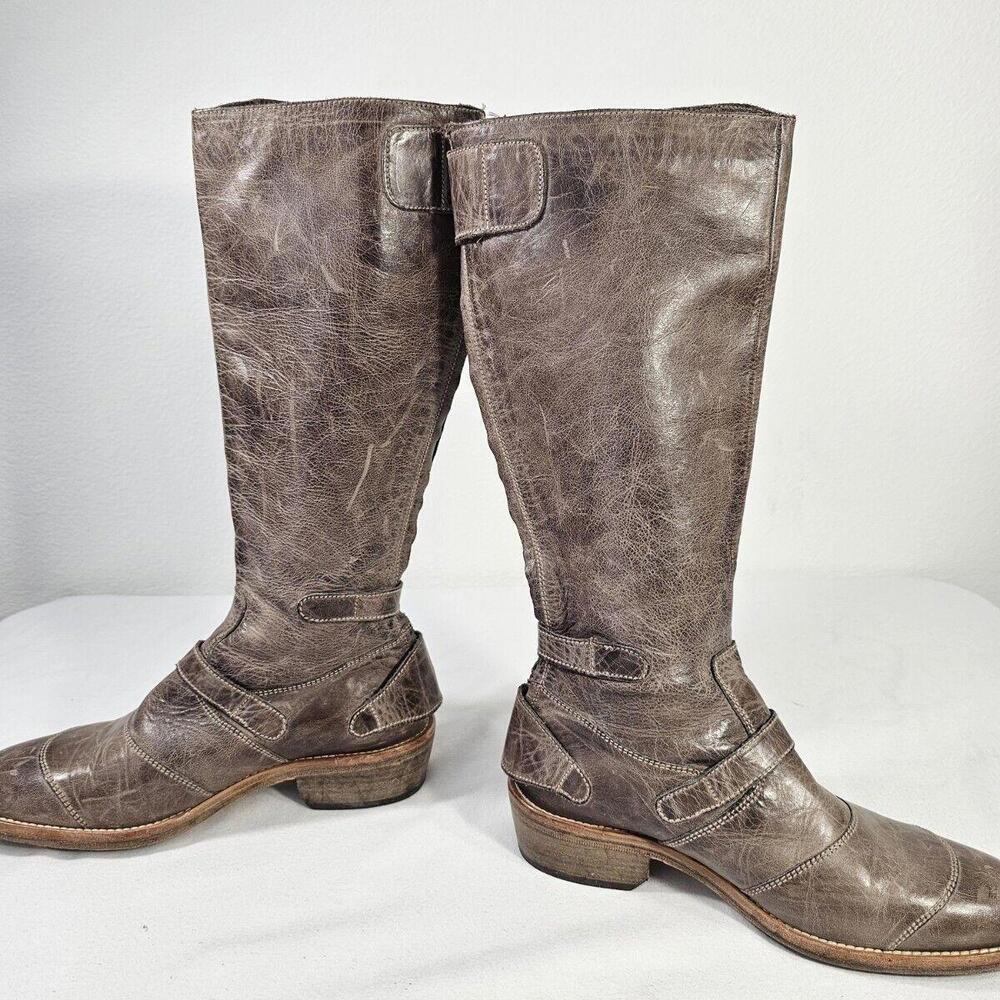 Belstaff Trialmaster 1955 Low Heel Leather Biker Boots Brown Womans EU 37 US 6.5 - Picture 7 of 14